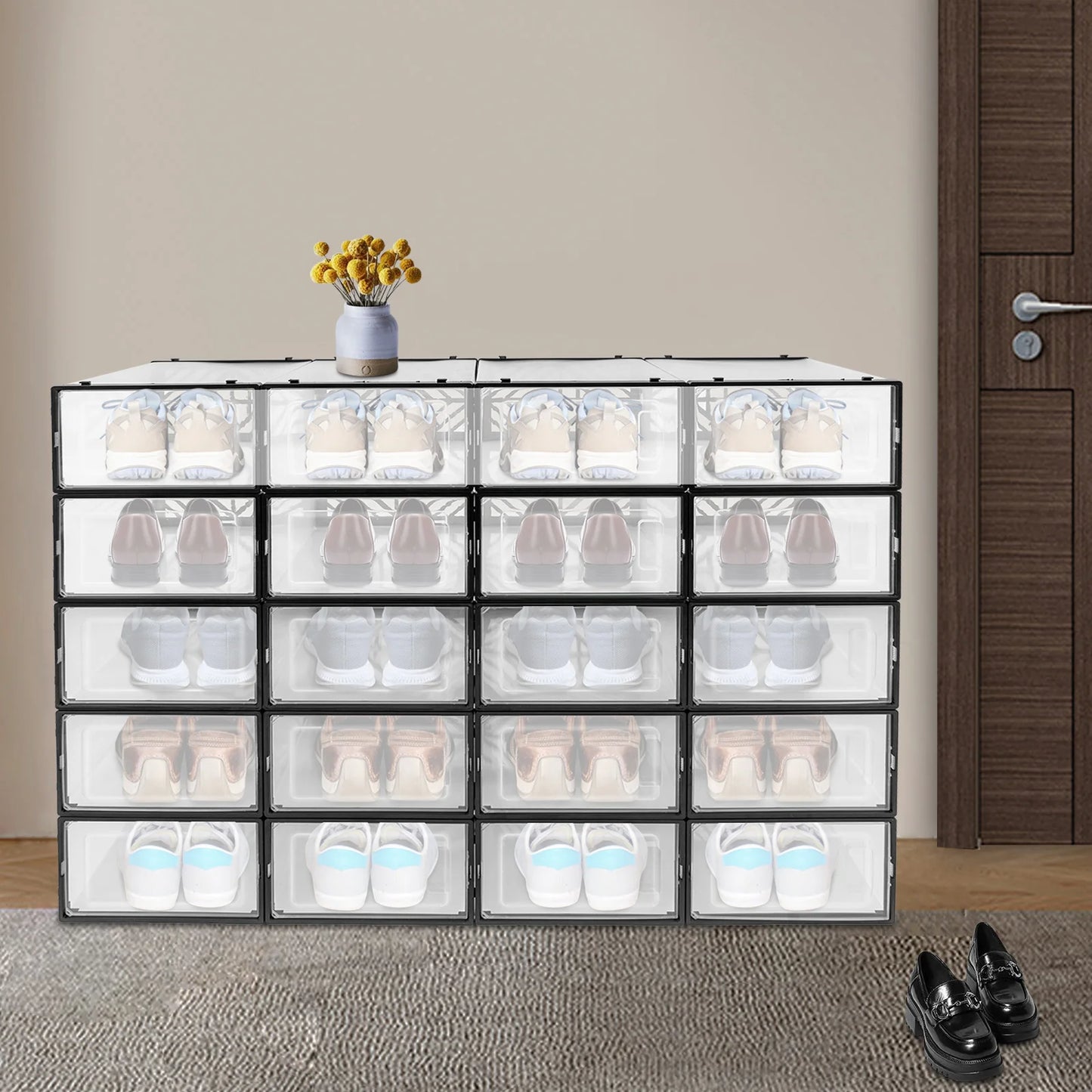 Transparent PP Shoe Storage Box 20 Pack Modern Organizer