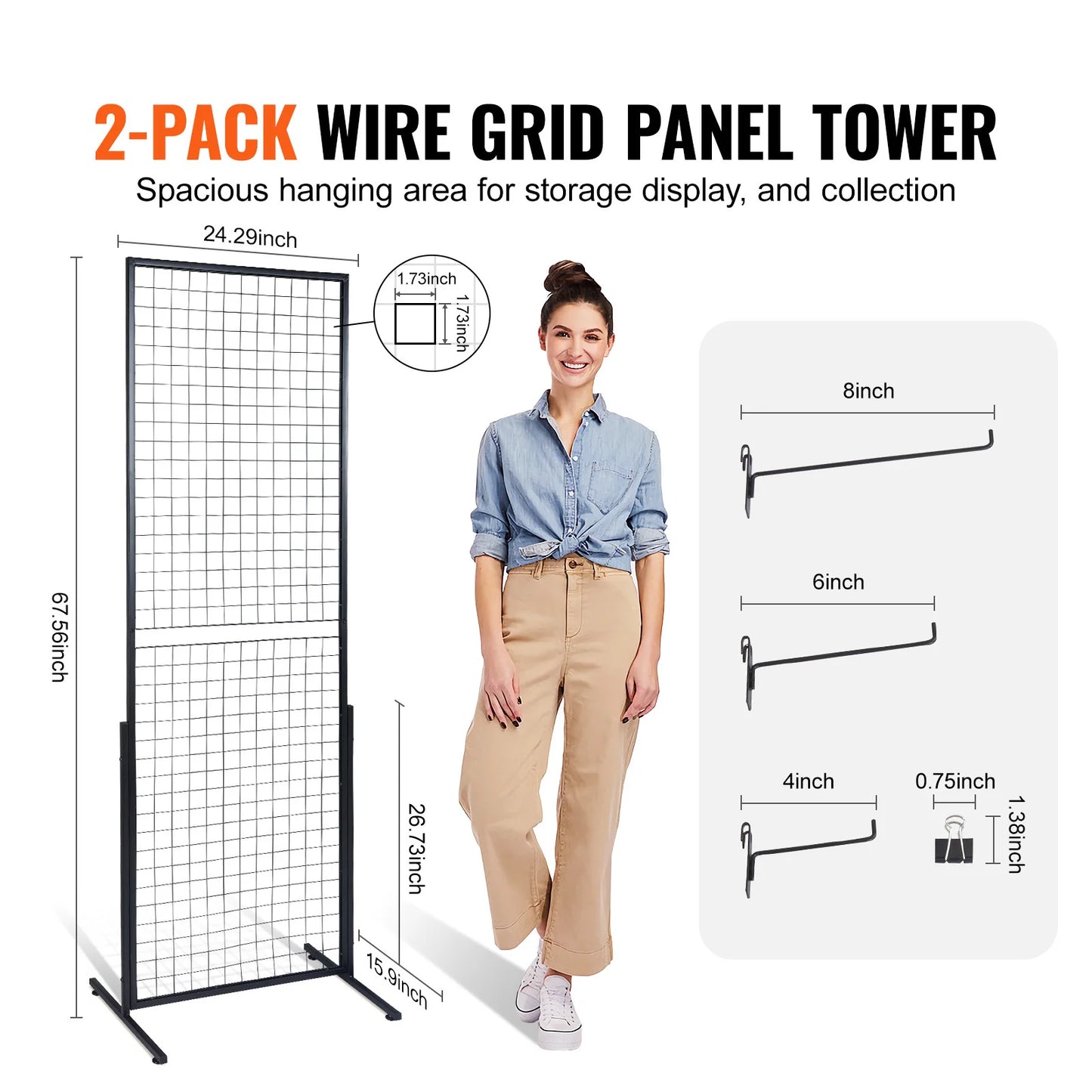 SucceBuy Grid Wall Panels Wire Gridwall Display Racks Double Sided