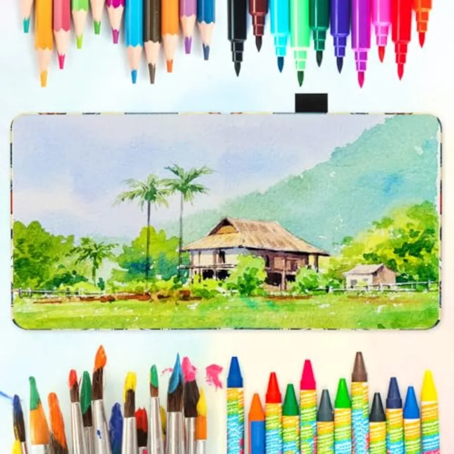 Handmade Cloth Hardcover Travel Journal With Watercolor Paper 140lb