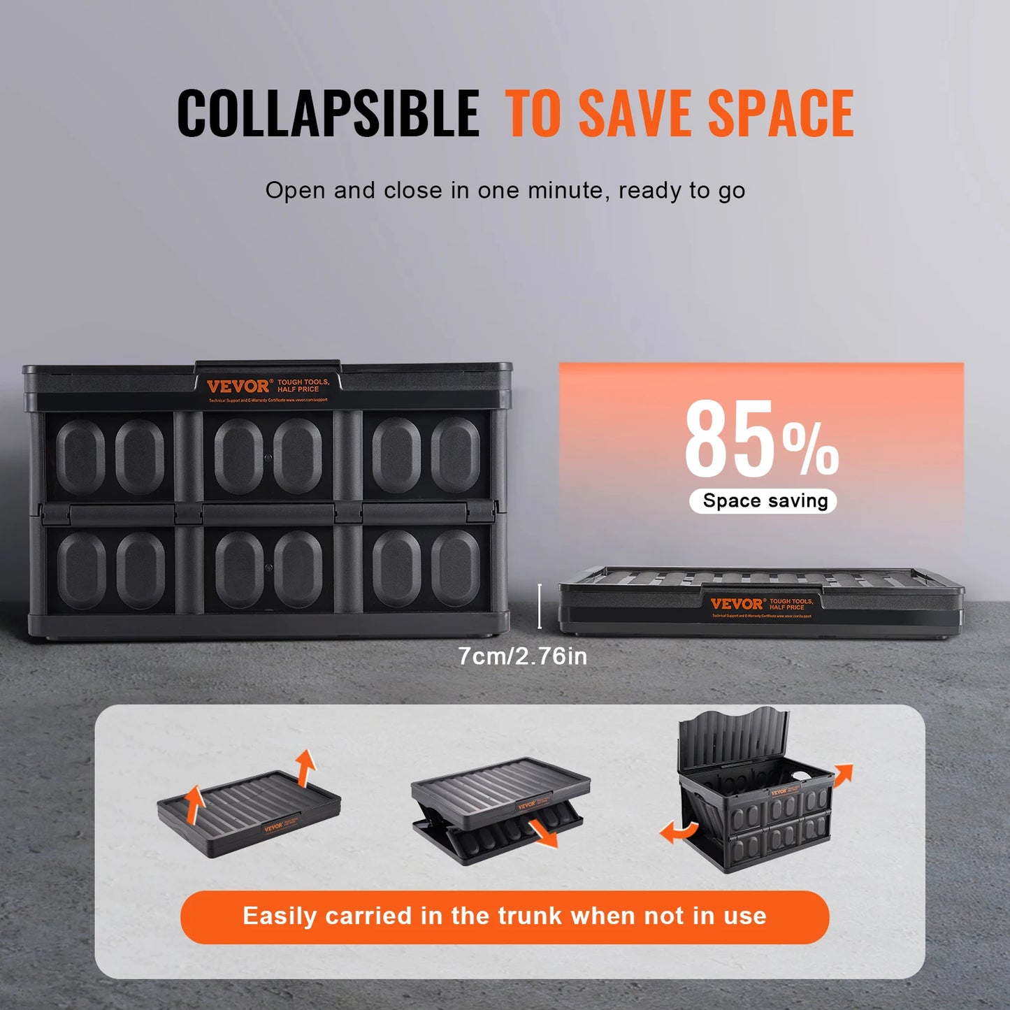 Collapsible Storage Bins Set Of 3 With Lids Stackable Garage Organization
