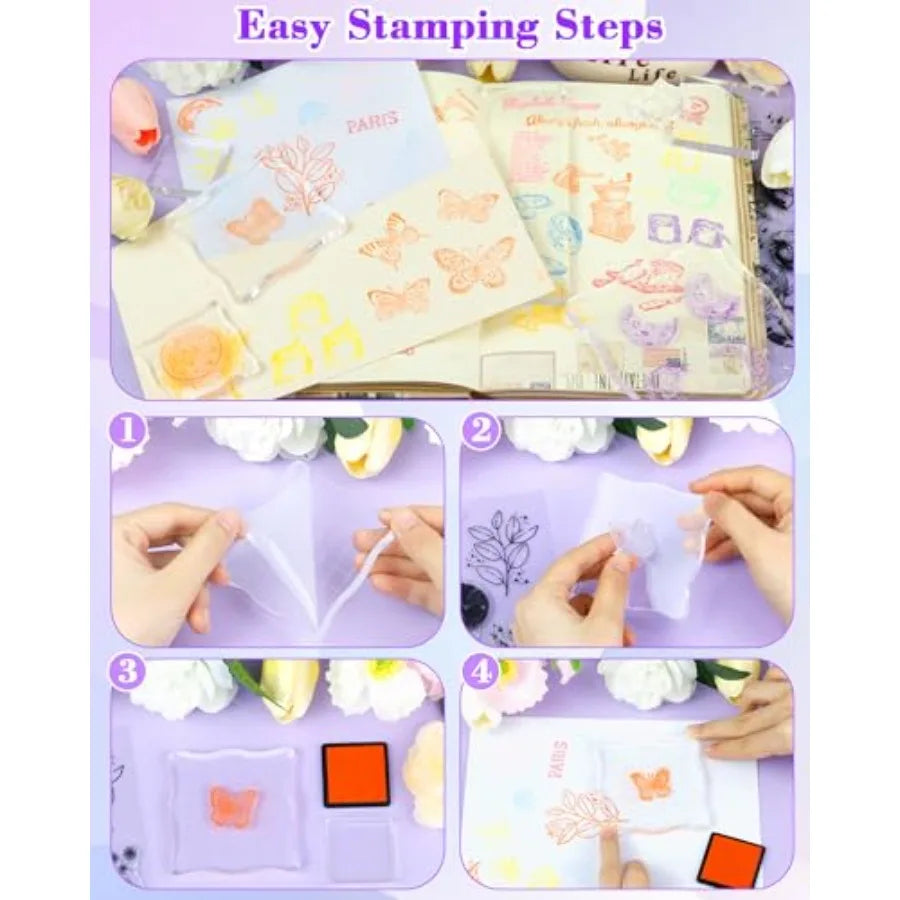 Acrylic Stamp Block Set With Grid Lines For Scrapbooking