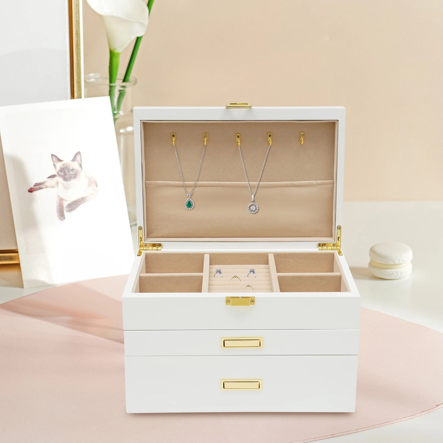 Walnut Wood Jewelry And Watch Display Case Organizer Storage Box
