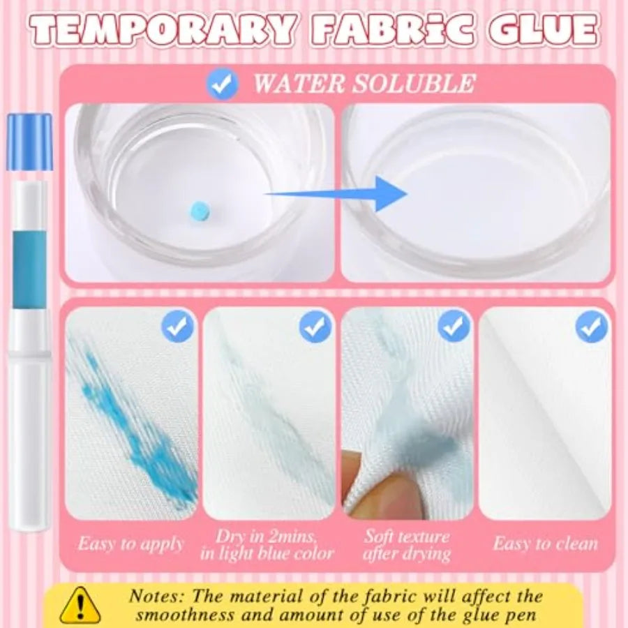 6 Pack Water Soluble Fabric Glue Pen Refills Washable Sewing