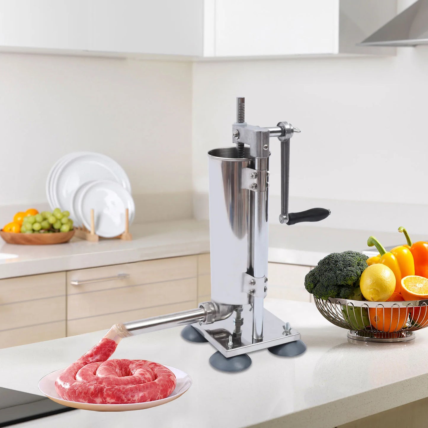 3L Vertical Manual Sausage Stuffer Stainless Steel Meat Filling Tool