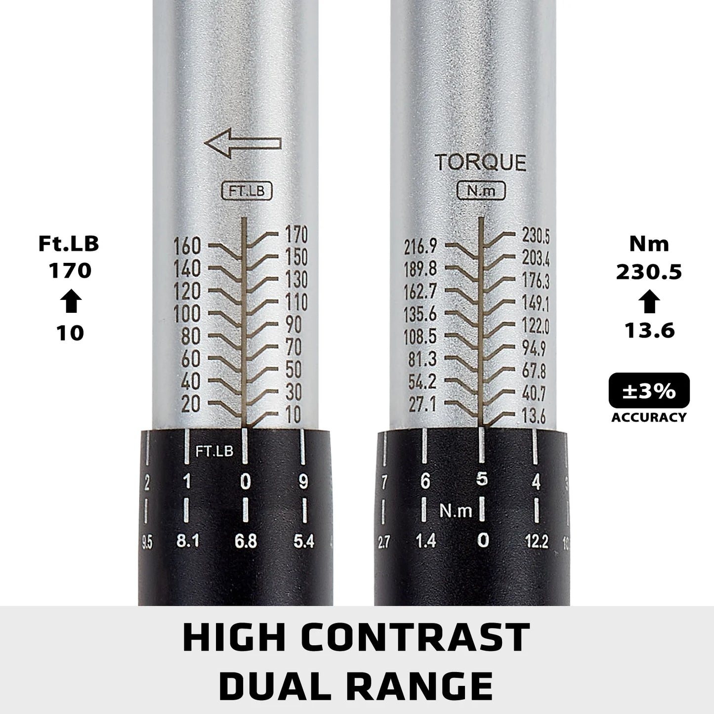 WAXTRON Torque Wrench 10 170 Ft Lb Chromium Vanadium