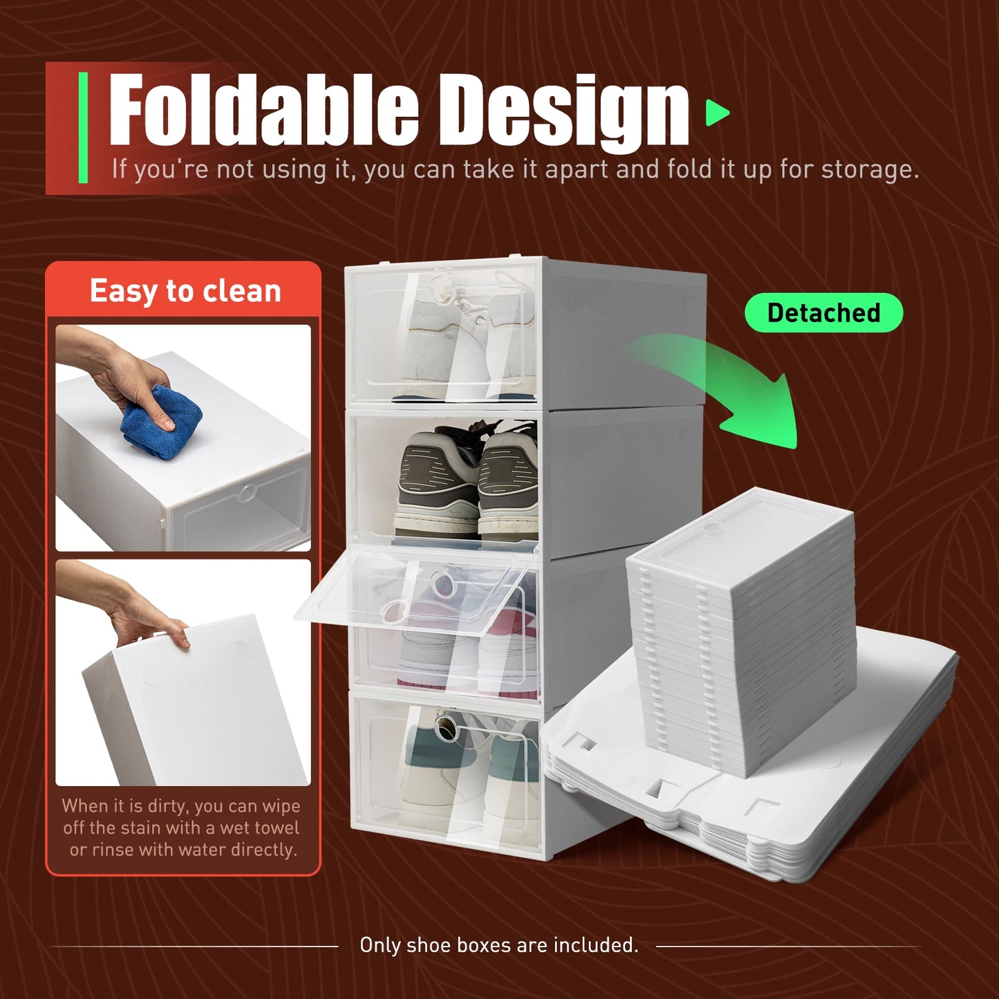 Foldable Transparent Shoe Box Set 20 To 24 Pcs Stackable