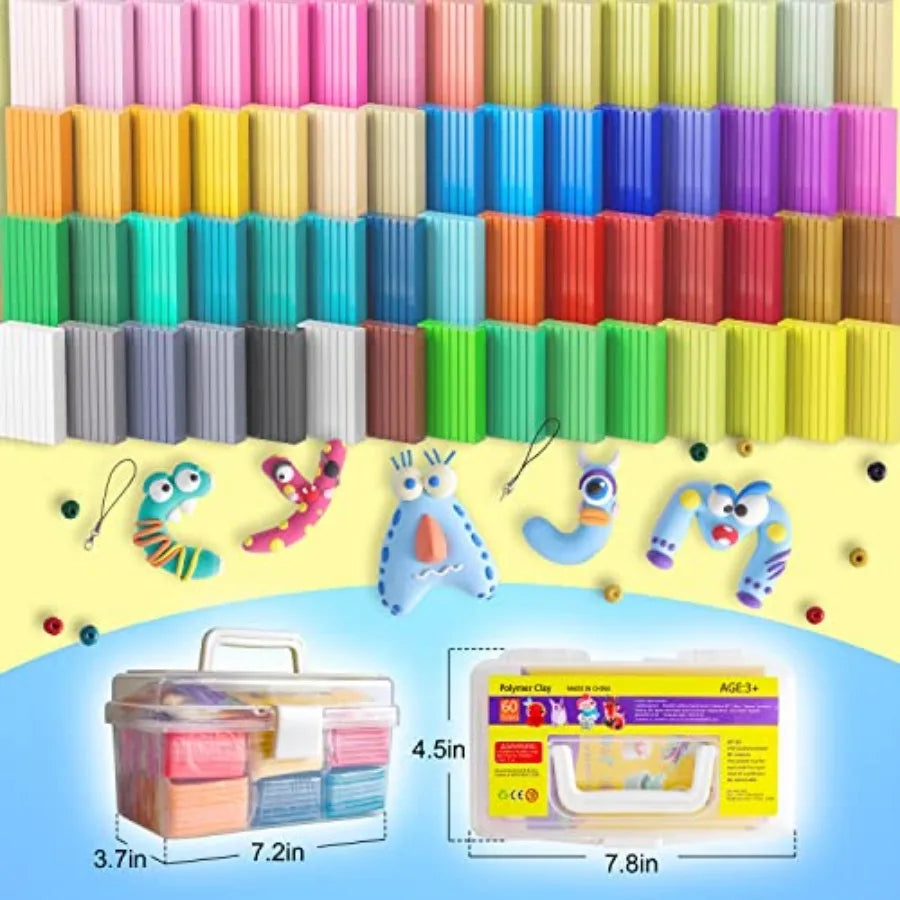 60 Colors Polymer Clay Non Toxic Oven Bake Modeling Clay