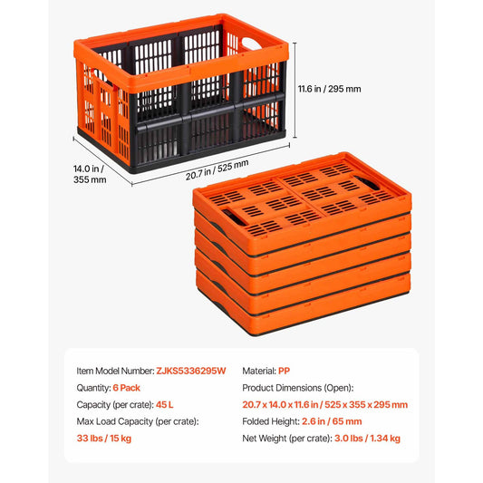 SucceBuy Collapsible Plastic Storage Baskets With Handles Stackable Bins