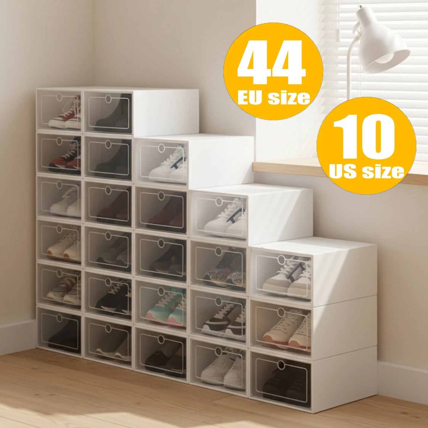 Transparent Plastic Shoe Case 24PCS Set Stackable Organizer Drawer