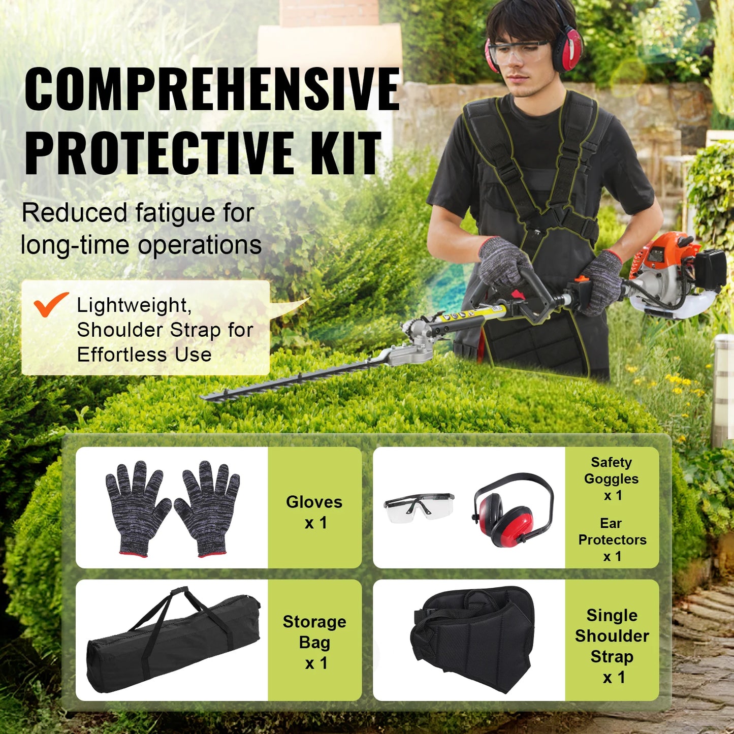 SucceBuy 26cc 5 In 1 Gas Hedge Trimmer WeedEater PoleSaw