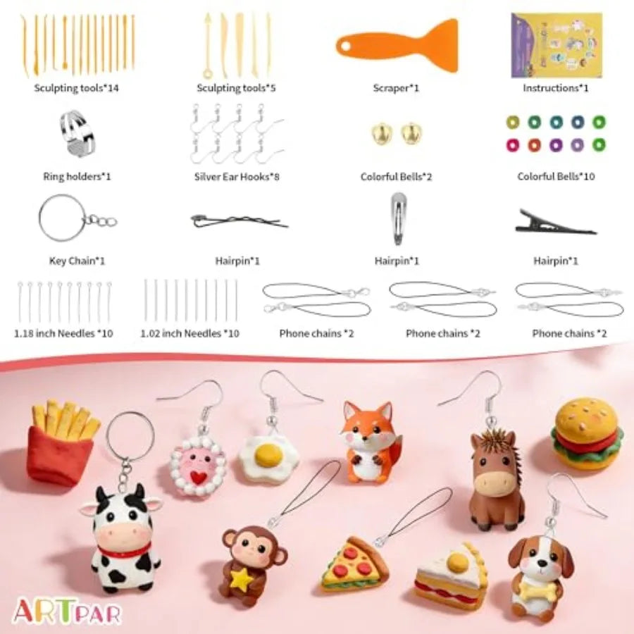 Polymer Clay Kit Oven Bake Modeling Clay With Sculpting Tools Jewelry