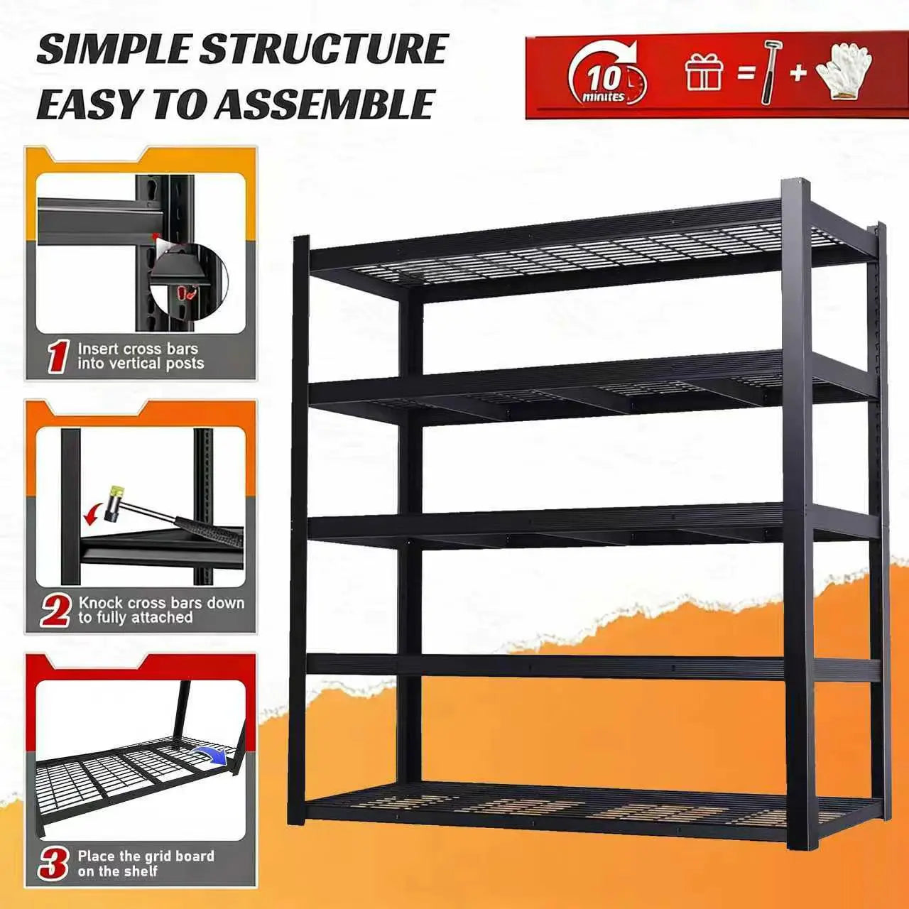 Adjustable Metal Double Layer Shelving Unit for Warehouse and Basement
