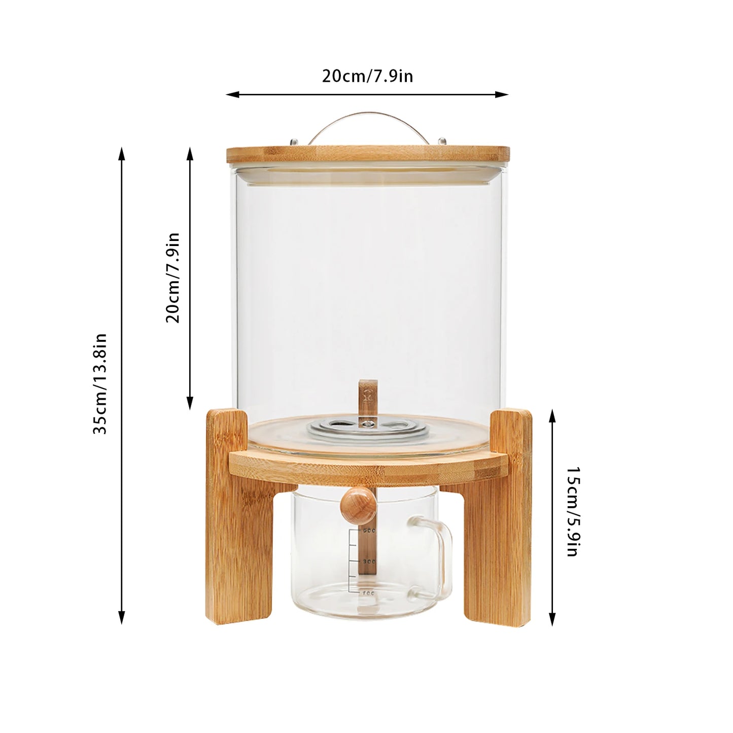 Airtight Glass Food Storage Container Cereal Dispenser With Bamboo Lid