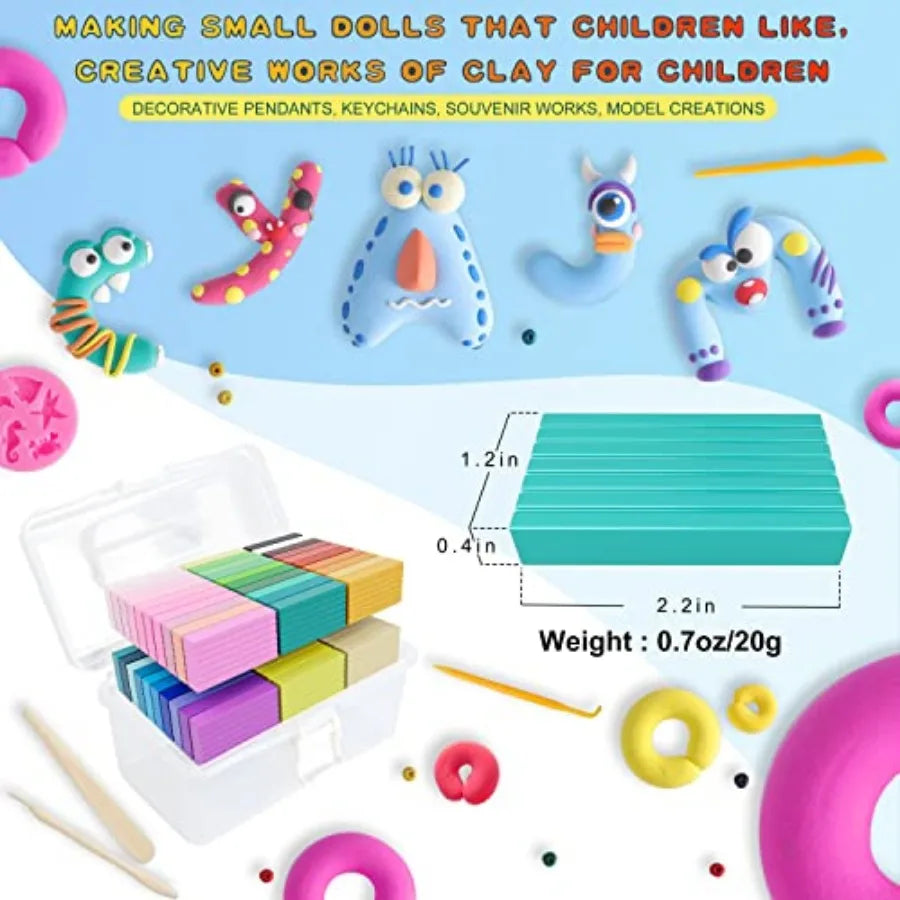 60 Colors Polymer Clay Non Toxic Oven Bake Modeling Clay