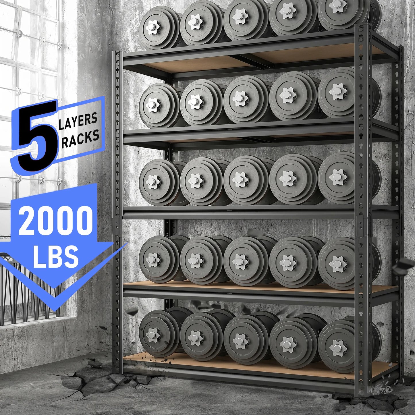 Heavy Duty Industrial Metal Storage Shelves For Garage And Warehouse