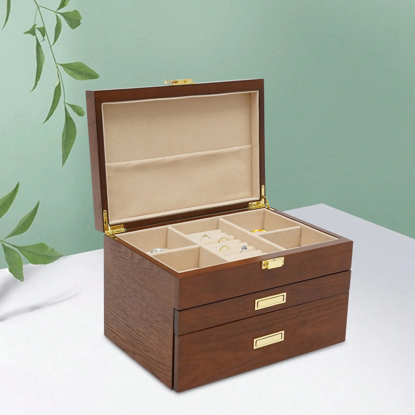 Walnut Wood Jewelry And Watch Display Case Organizer Storage Box