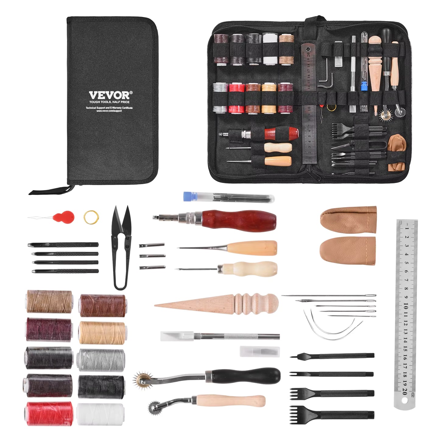 SucceBuy Leather Working Tools Kit Punching Cutting Stitching Carving