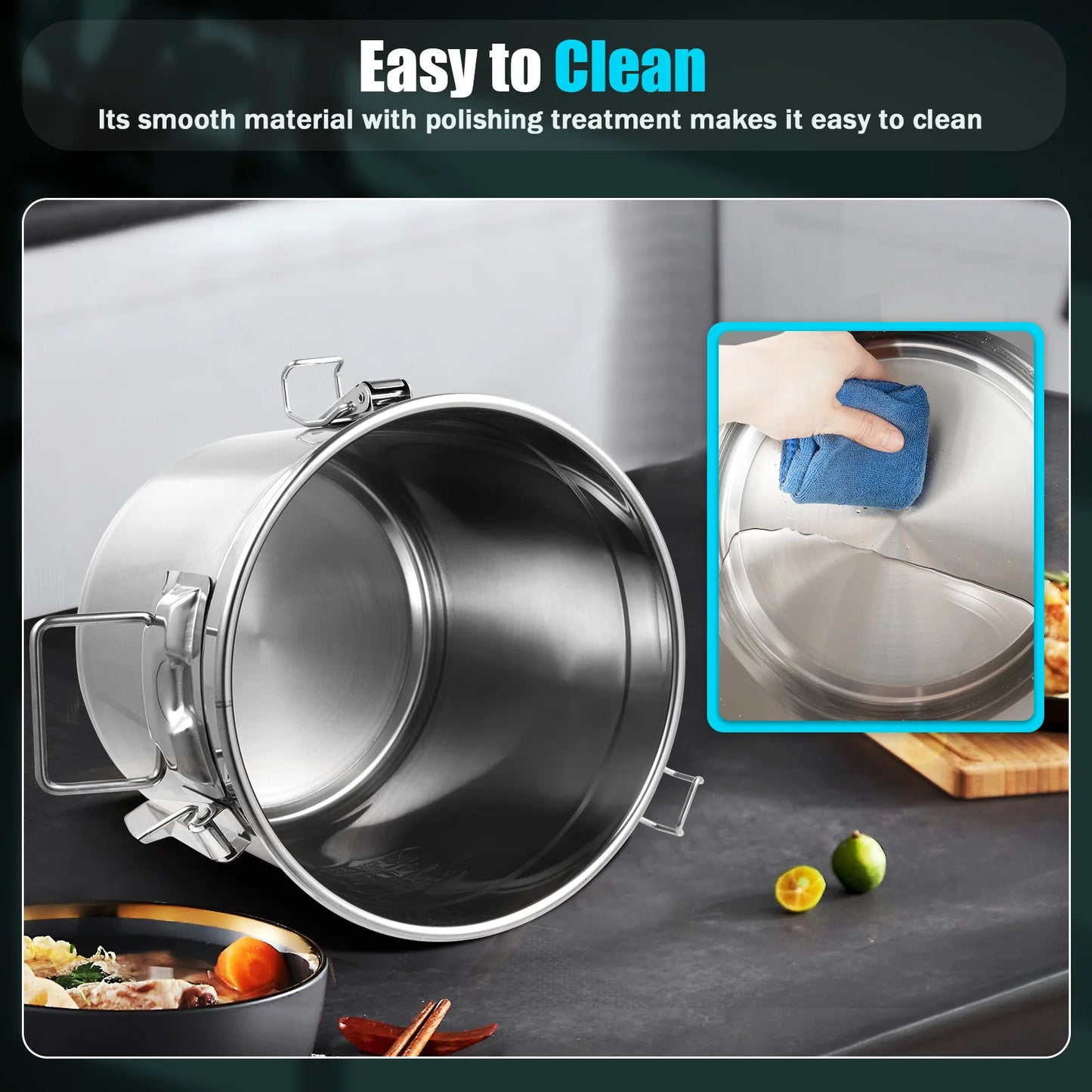 Bymaocar 304 Stainless Steel Cereal Container Airtight Rice Oil Storage Bucket
