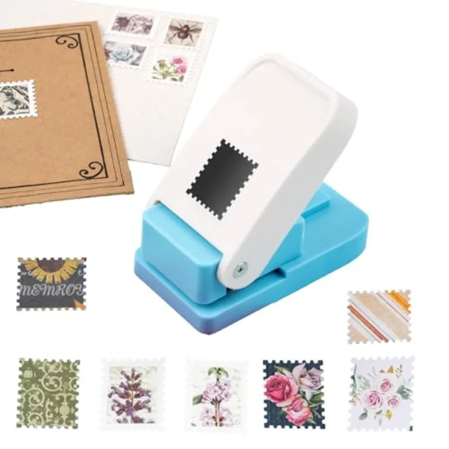Rectangular Postage Stamp Punch Scalloped Lever Action Paper Punch