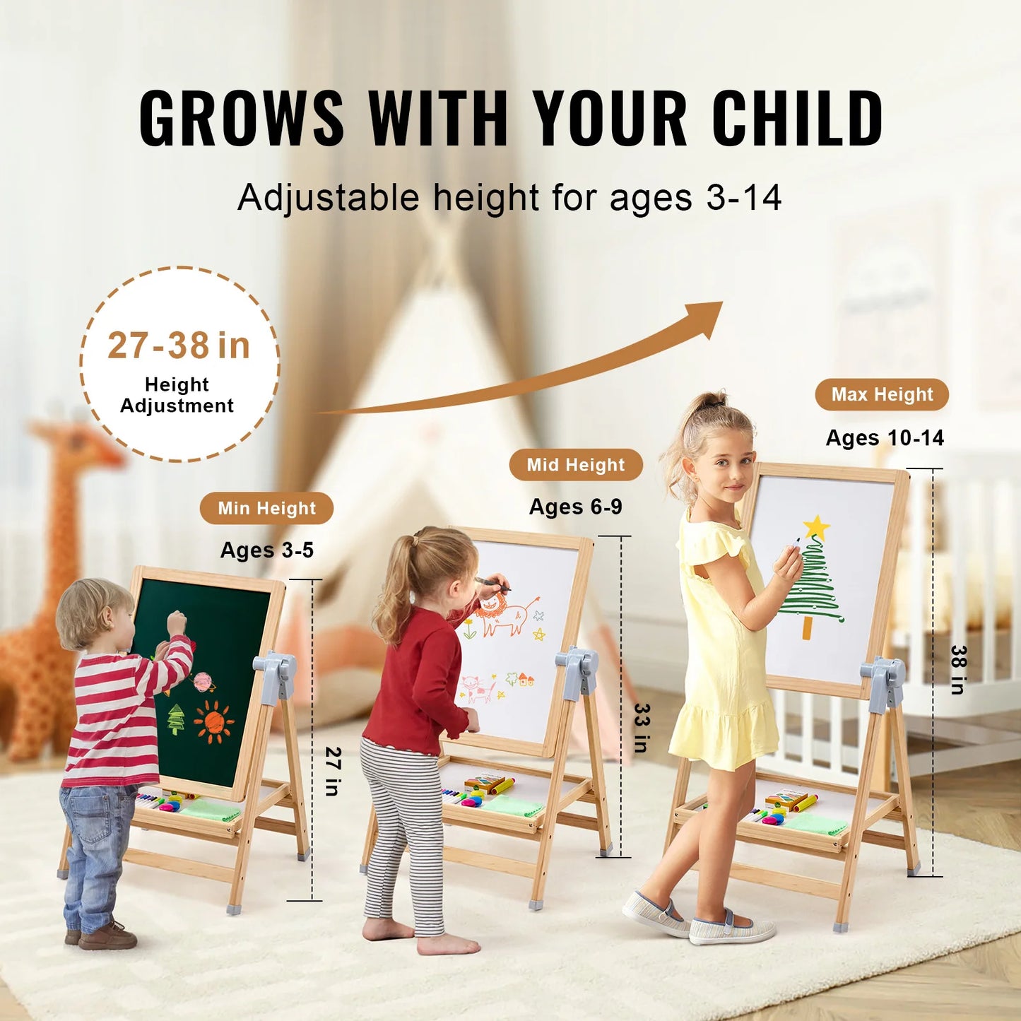 SucceBuy Standing Magnetic Drawing Board WordPad Art Easel Kit For Kids