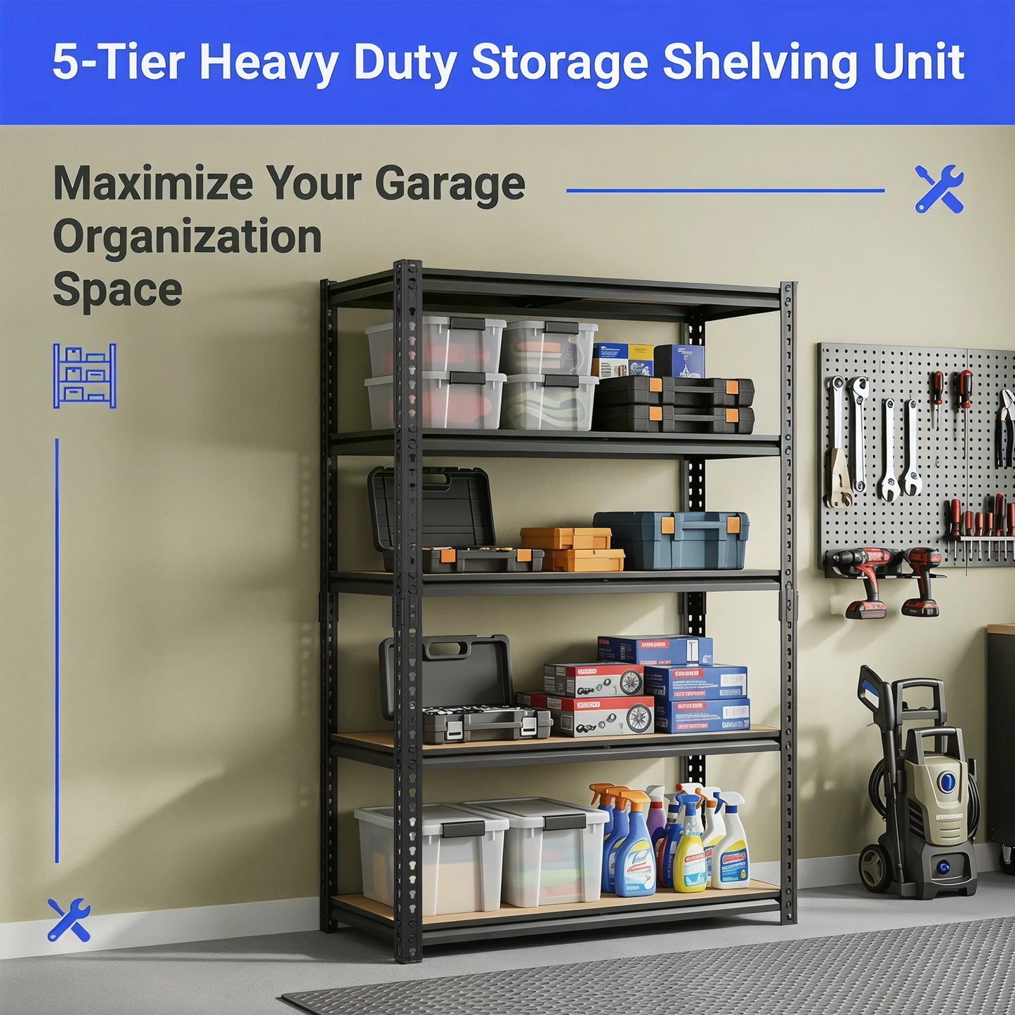 Heavy Duty Industrial Metal Storage Shelves For Garage And Warehouse