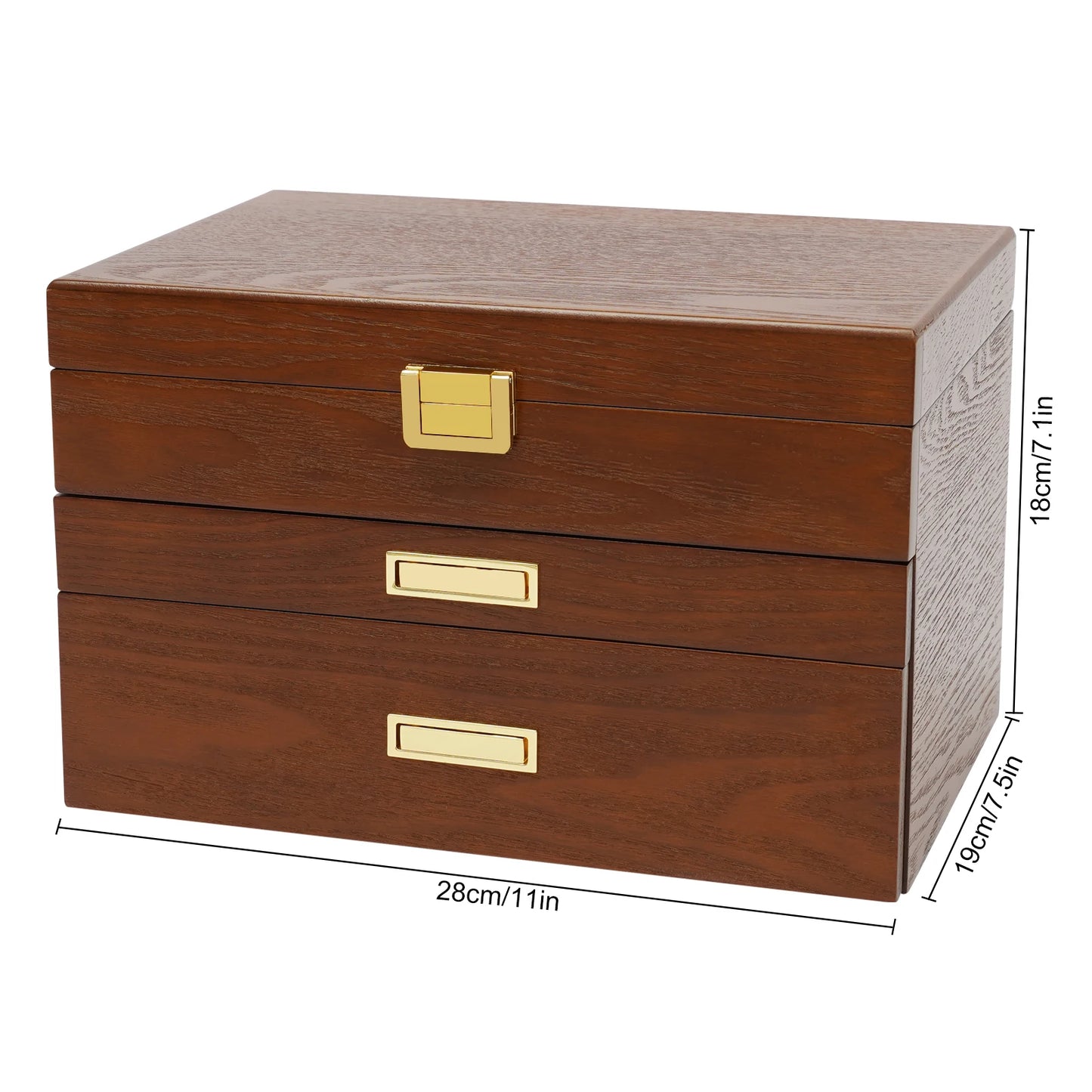Walnut Wood Jewelry And Watch Display Case Organizer Storage Box