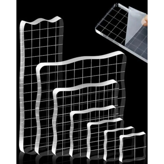 Acrylic Stamp Block Set With Grid Lines For Scrapbooking