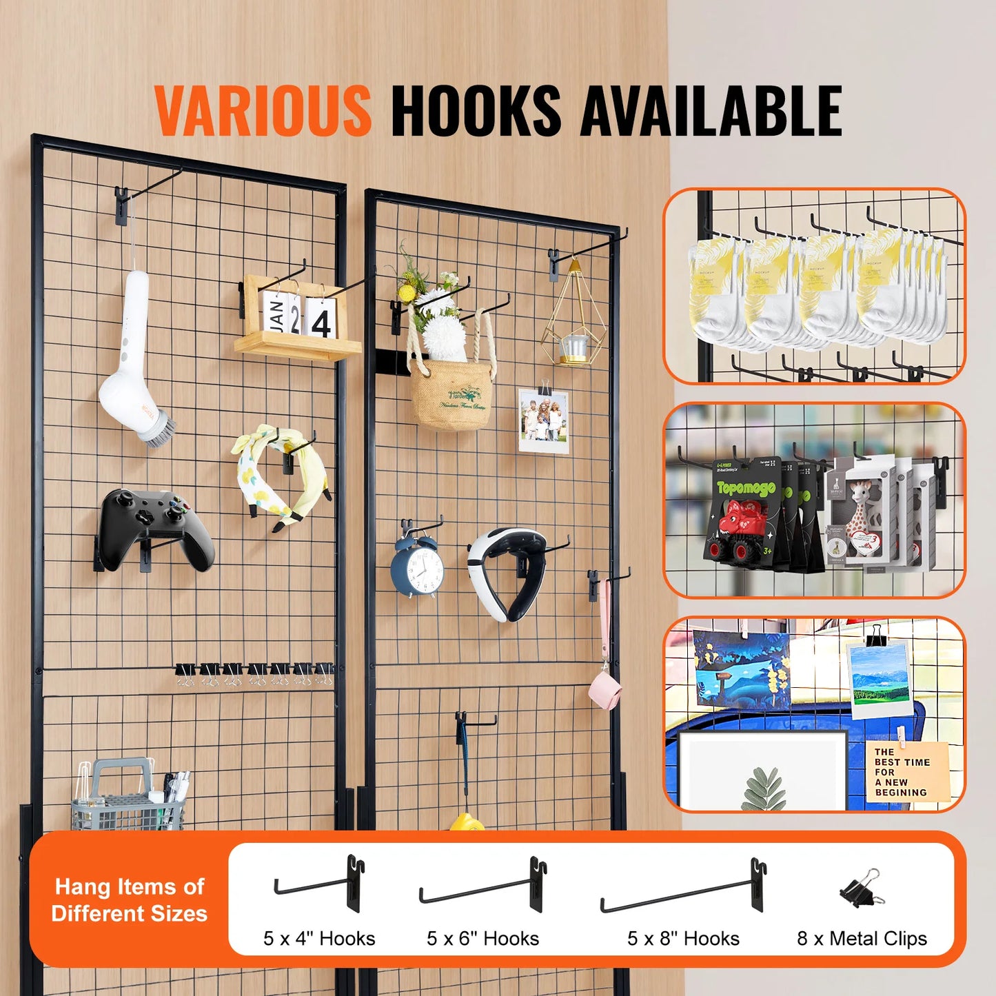 SucceBuy Grid Wall Panels Wire Gridwall Display Racks Double Sided