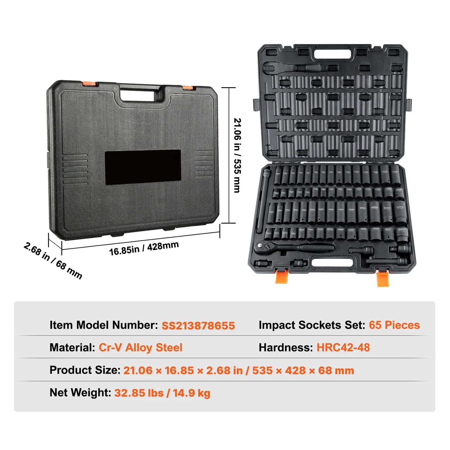 SucceBuy Cr-V Alloy Steel Impact Socket Set For Auto Repair