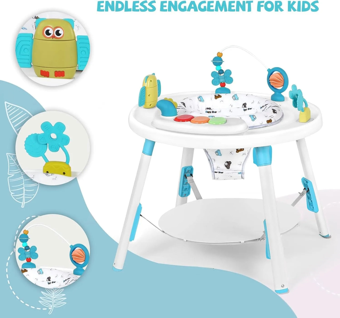 YEALEOCN Baby 3 In 1 Activity Center Jumper With Rotating Seat