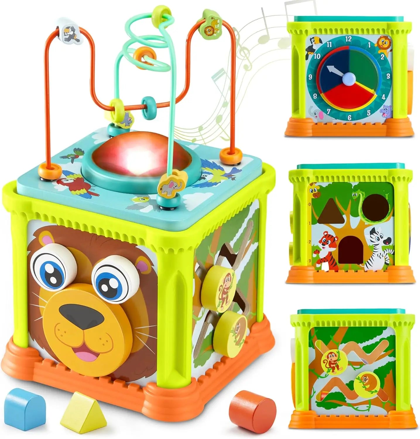 Joyfy Jungle Themed Wooden Activity Cube With Music and Light
