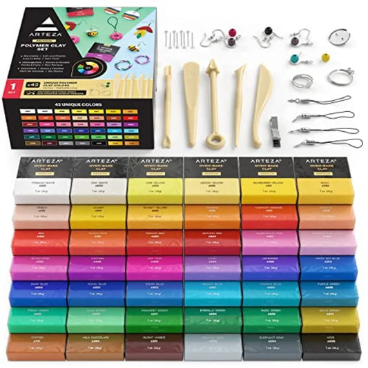 Polymer Clay Kit 42 Colors With Tools And Jewelry Findings