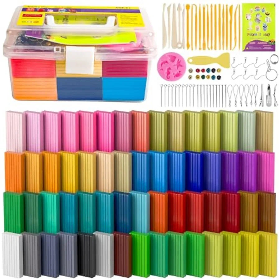 60 Colors Polymer Clay Non Toxic Oven Bake Modeling Clay