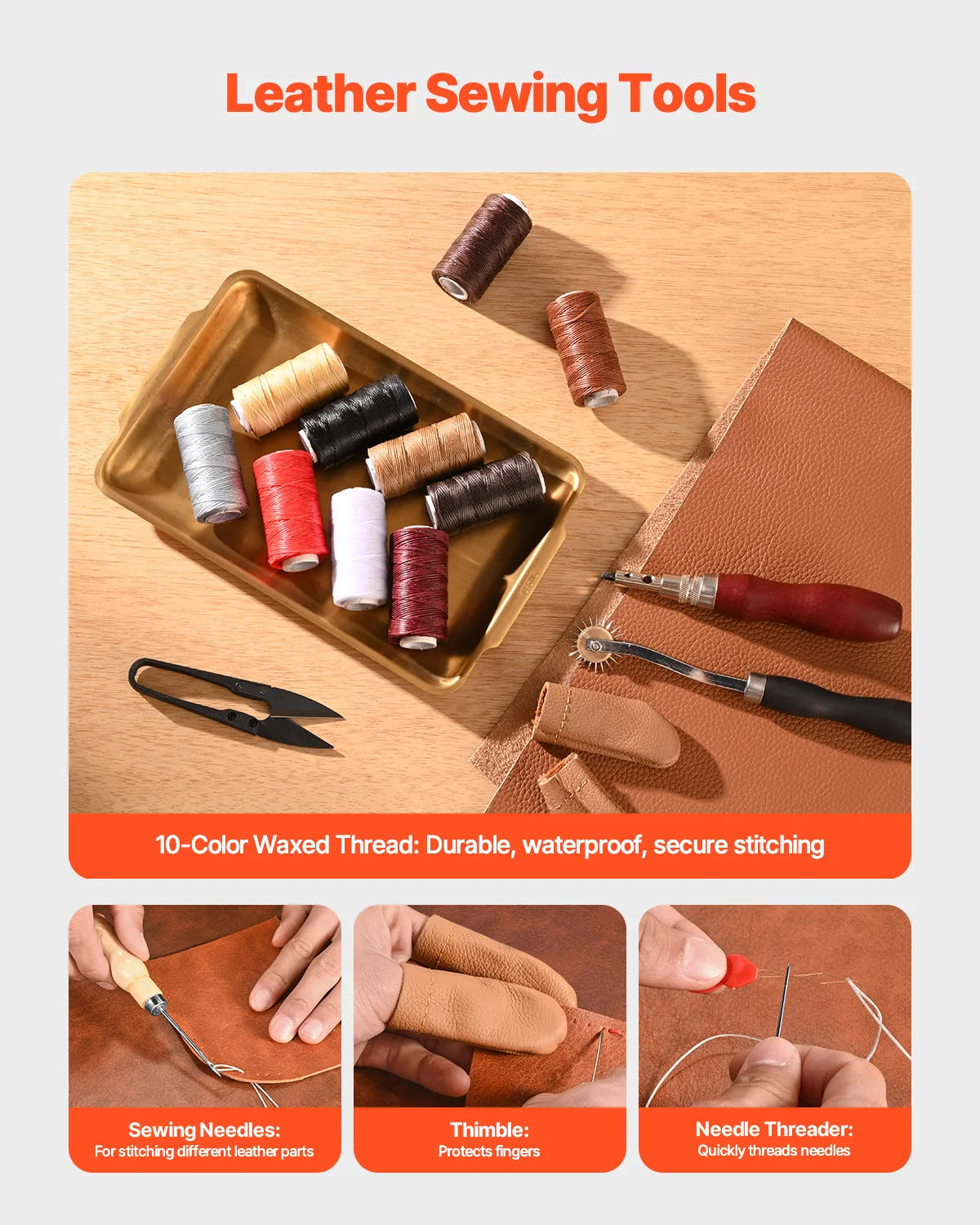 SucceBuy Leather Working Tools Kit Punching Cutting Stitching Carving