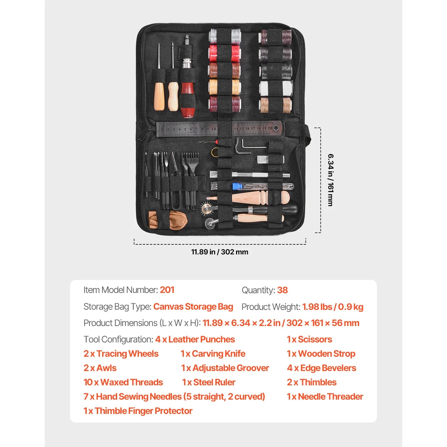 SucceBuy Leather Working Tools Kit Punching Cutting Stitching Carving