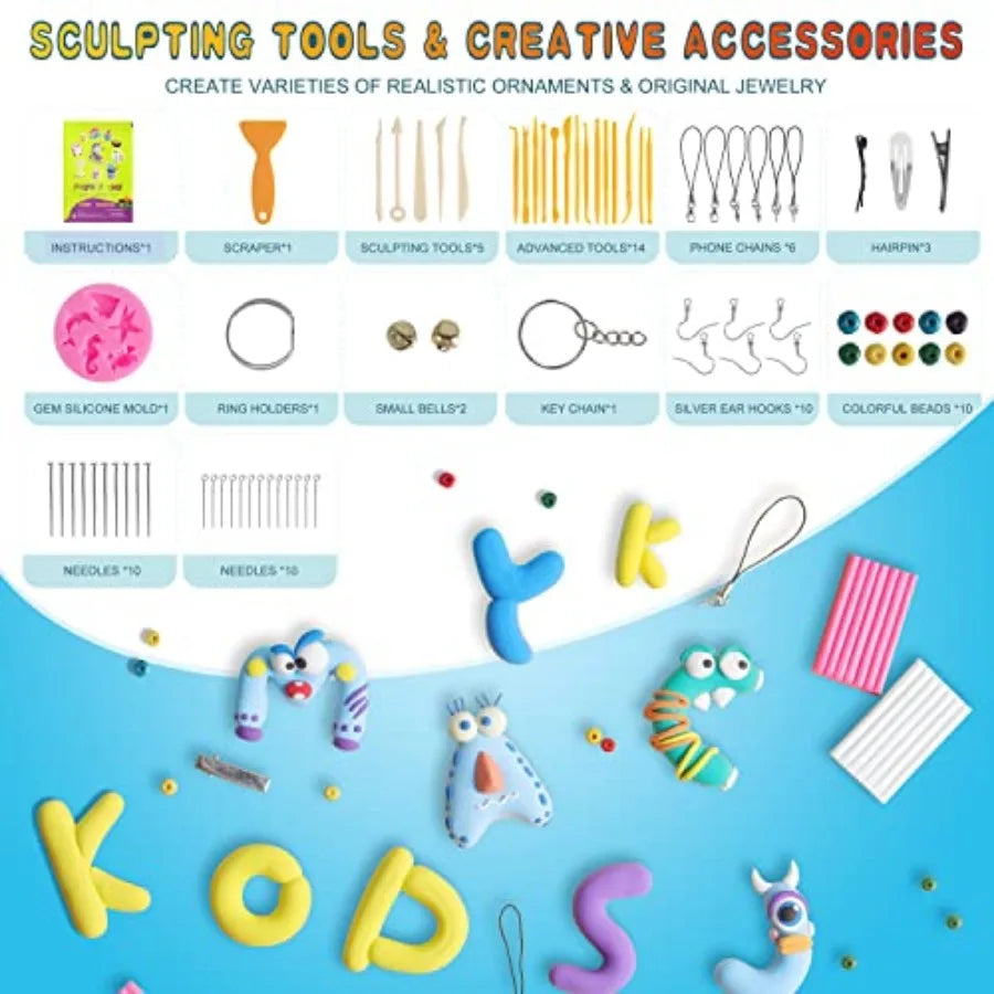 60 Colors Polymer Clay Non Toxic Oven Bake Modeling Clay
