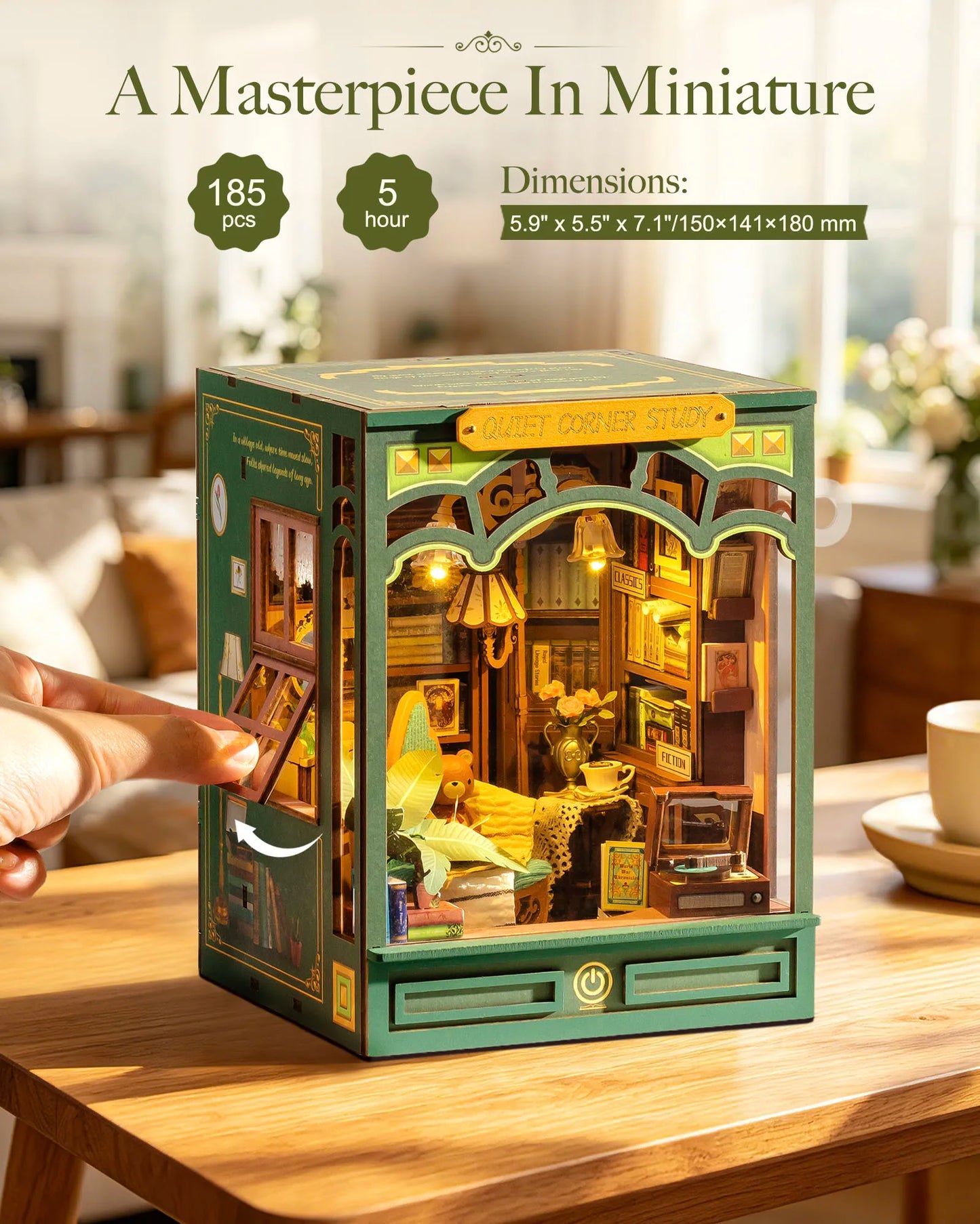 Rolife Quiet Corner Book Nook Kit 185 Piece 3D Puzzle
