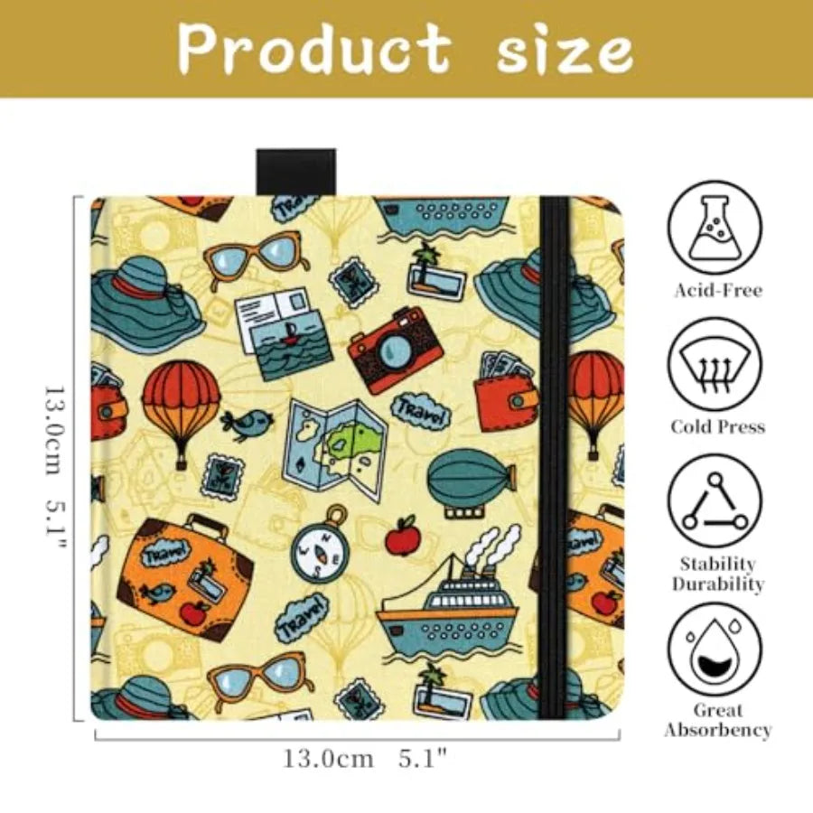 Handmade Cloth Hardcover Travel Journal With Watercolor Paper 140lb