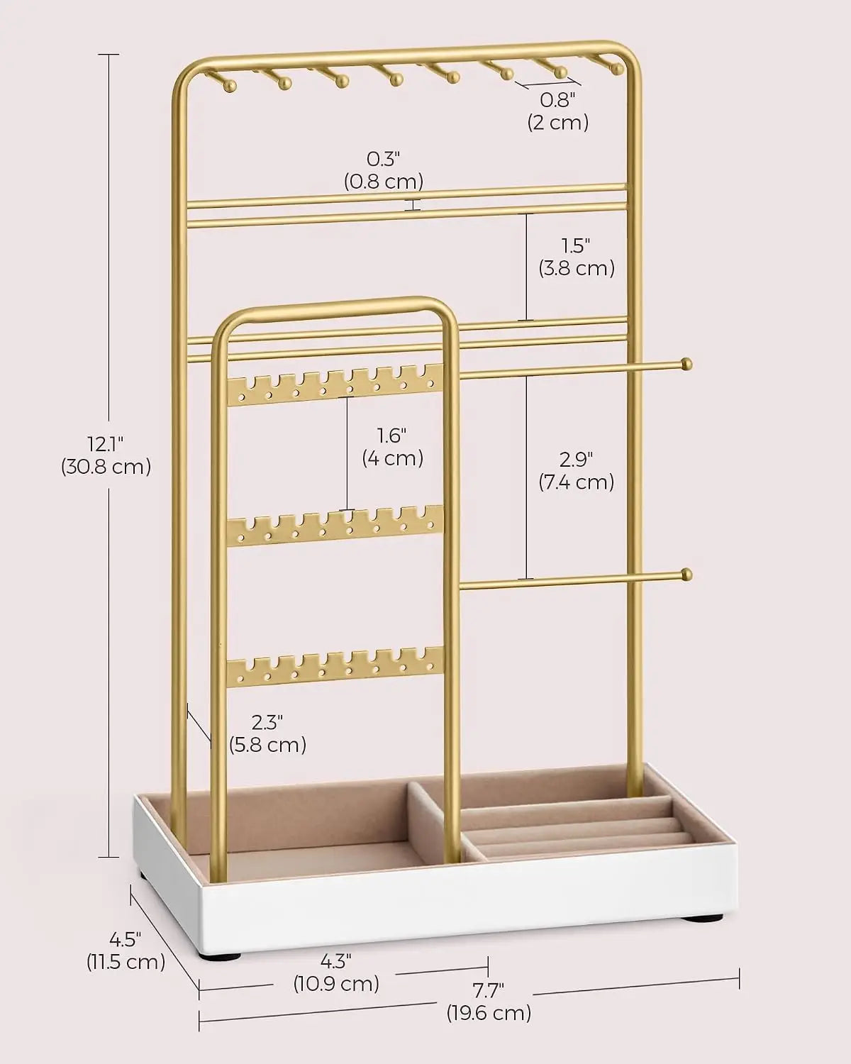 Songmics Necklace Holder Jewelry Stand Organizer With Velvet Tray