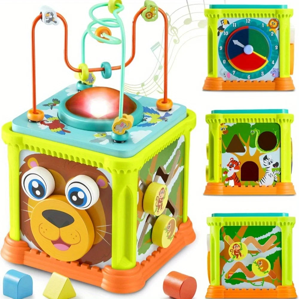 Joyfy Jungle Themed Wooden Activity Cube With Music and Light