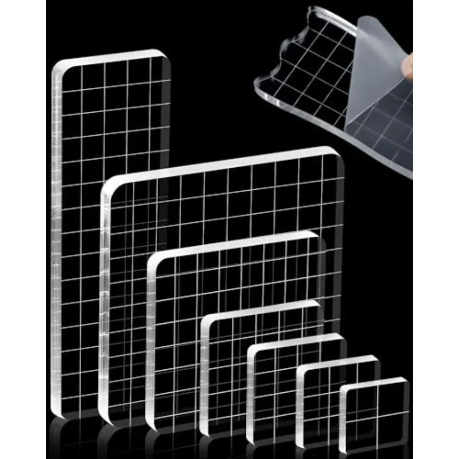 Acrylic Stamp Block Set With Grid Lines For Scrapbooking
