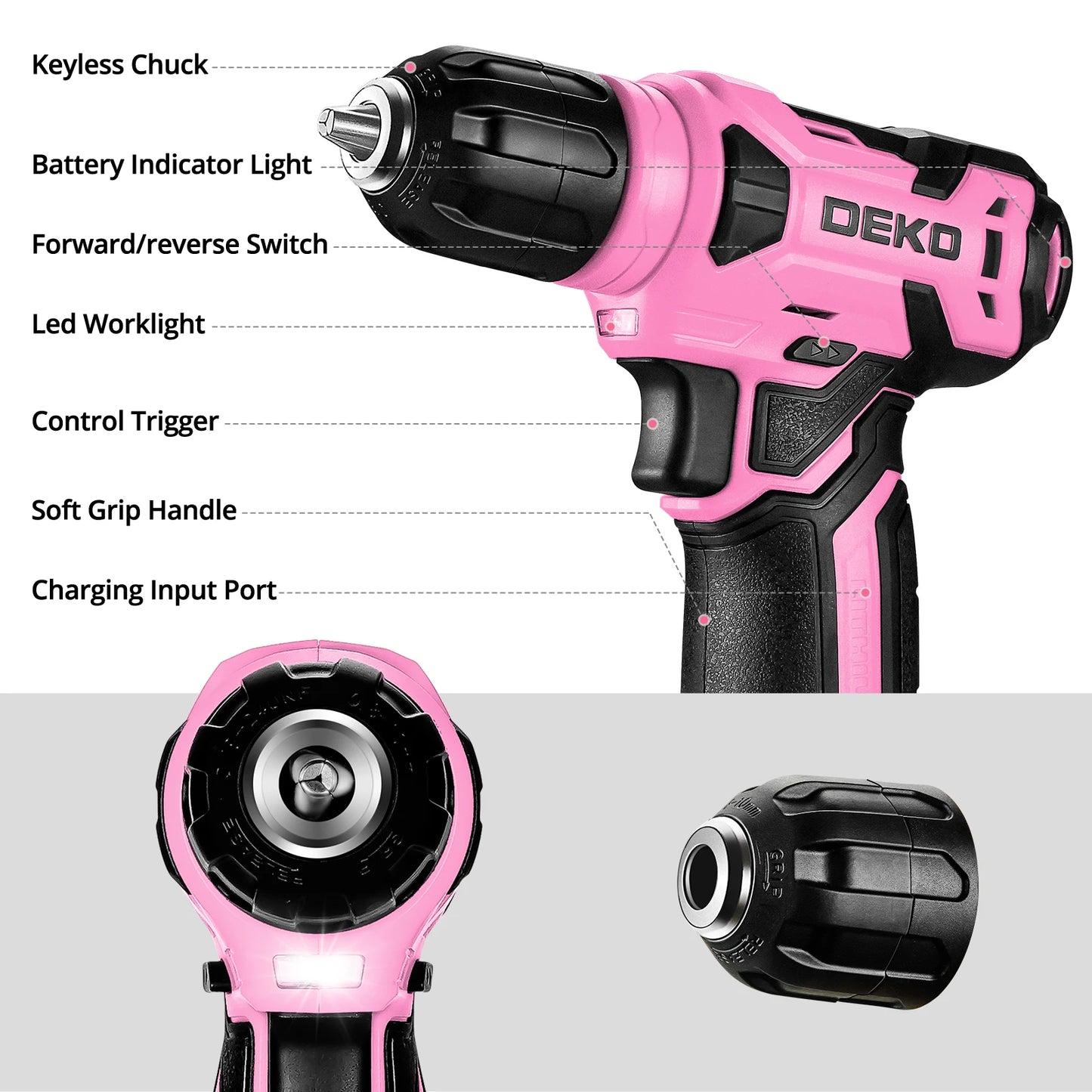 DEKO 126Piece Power Tool Combo Kit 8V Cordless Drill