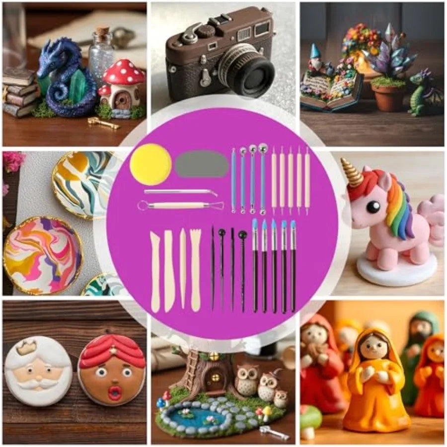 Oven Bake Polymer Clay With Tools Kit Non Toxic Modeling Material