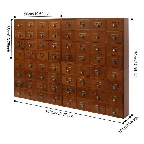 Bymaocar 64 Drawer Pine Wood Storage Cabinet Organizer